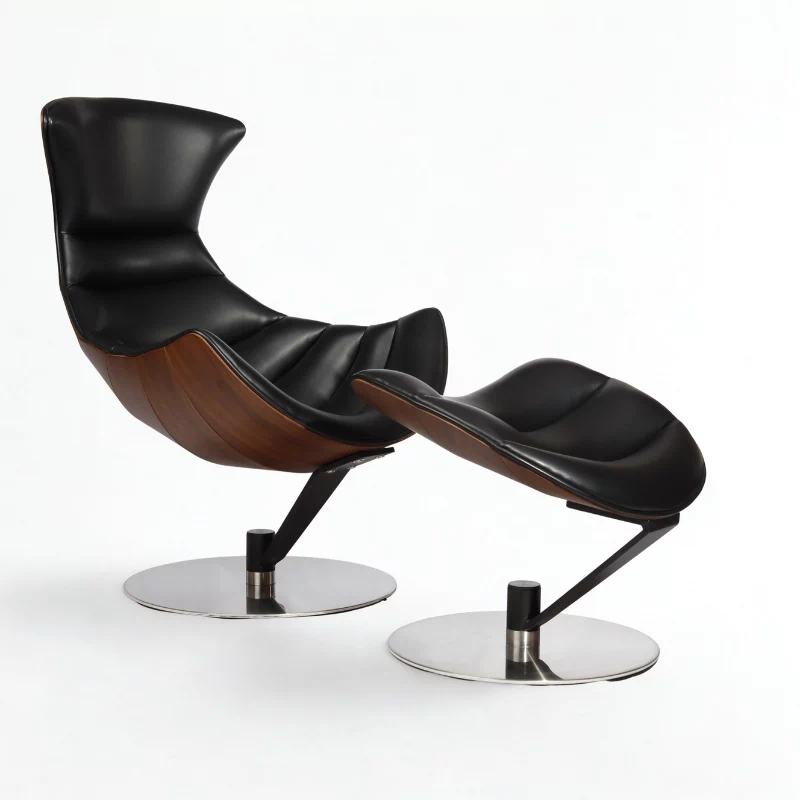 Bentley Black Crescent Swivel Chair
